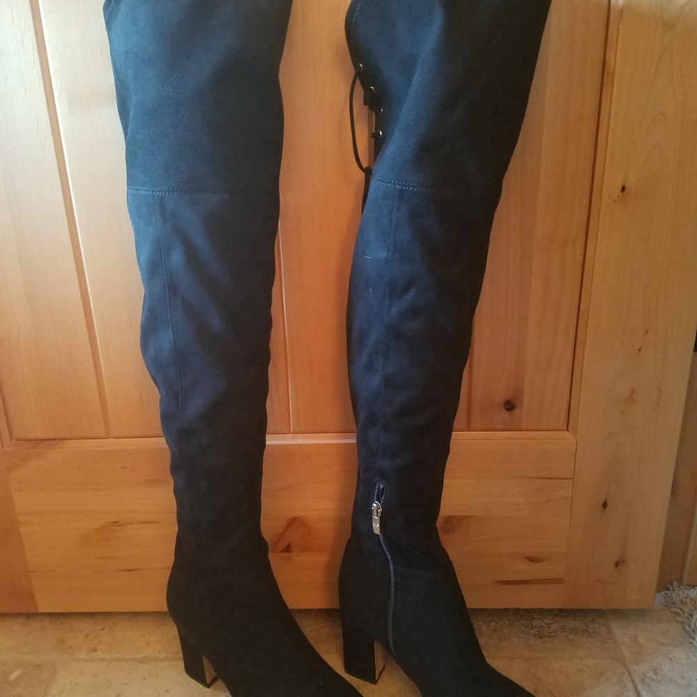 Over the knee suede boots